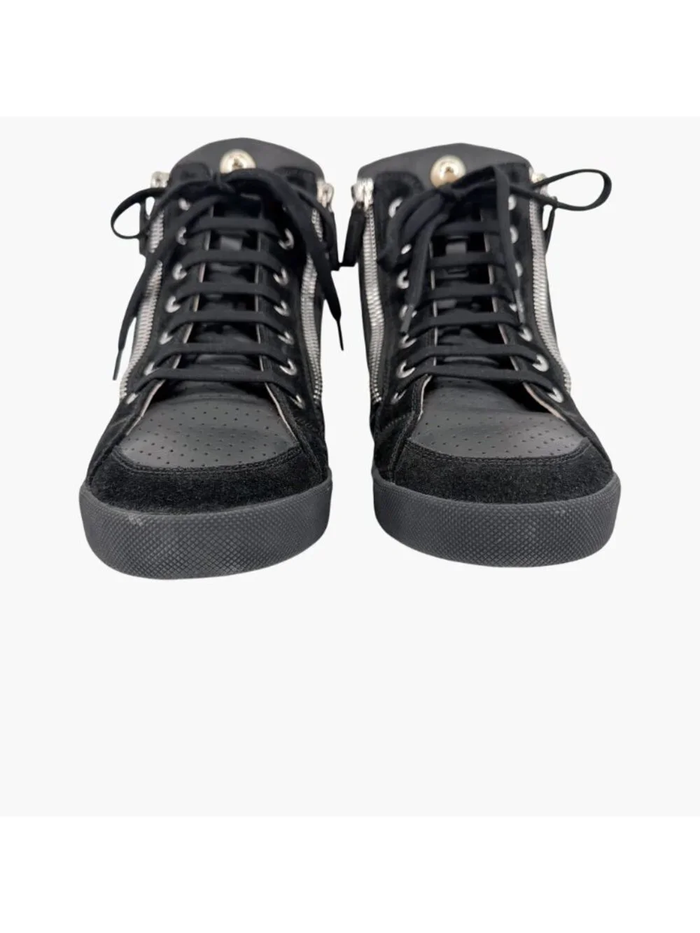Chanel CC Pearl High Top Sneakers Black Size 38 US 7-7.5 Women's Quilted Nylon